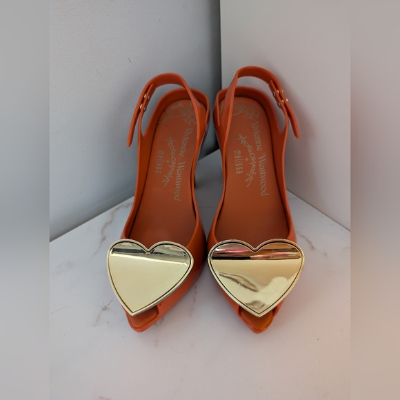 Vivienne Westwood Shoes - Vivienne Westwood + Melissa Orange Heart Heels Size 7